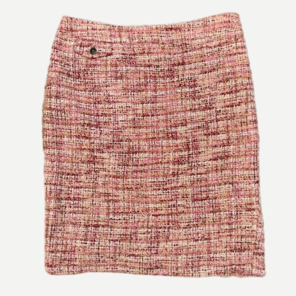 Kenar Orange Pink Heather Tweed Pencil Skirt Sz 4 Office Career Academia Preppy